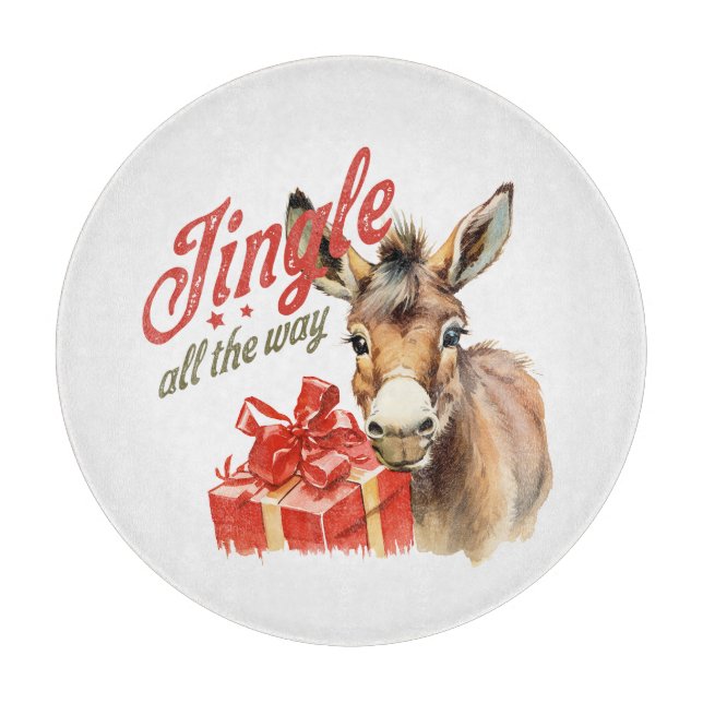 Jingle All the way Christmas Farm Donkey Schneidebrett (Vorderseite)