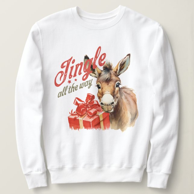 Jingle All the way Christmas Farm Donkey Sweatshirt (Design vorne)