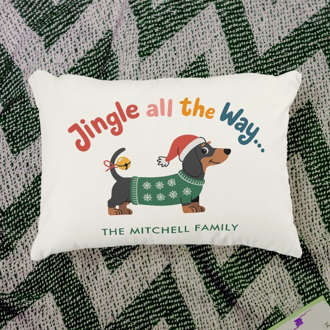 Jingle All the Way Dog – Custom Holiday Family  Dekokissen (Von Creator hochgeladen)