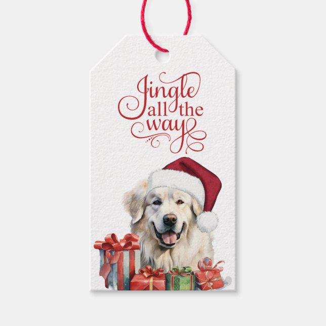 Jingle All the Way Great Pyrenees Dog Christmas Geschenkanhänger (Vorderseite)