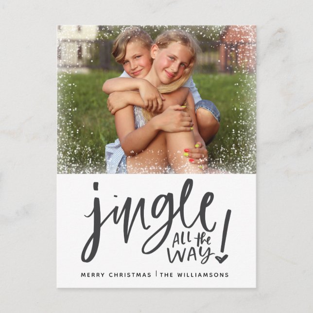 Jingle All The Way | Moderne Weihnachtskarte für d Postkarte (Vorderseite)