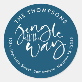 Jingle All the way name Address White Türkise Runder Aufkleber