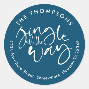 Jingle All the way name Address White Türkise Runder Aufkleber