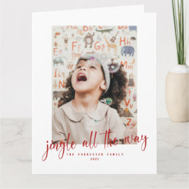 Jingle All The Way Red Script 2 Foto Holiday Card Karte