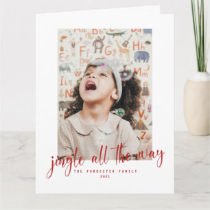Jingle All The Way Red Script 2 Foto Holiday Card Karte