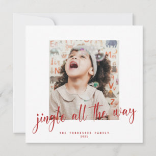 Jingle All The Way Red Script 2 Foto Holiday Card Karte