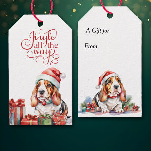 Jingle All Way Basset Hound Hund Weihnachten Geschenkanhänger