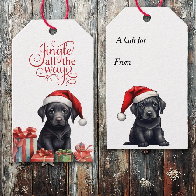 Jingle All Way Black Lab Welpe Weihnachten Geschenkanhänger (Von Creator hochgeladen)