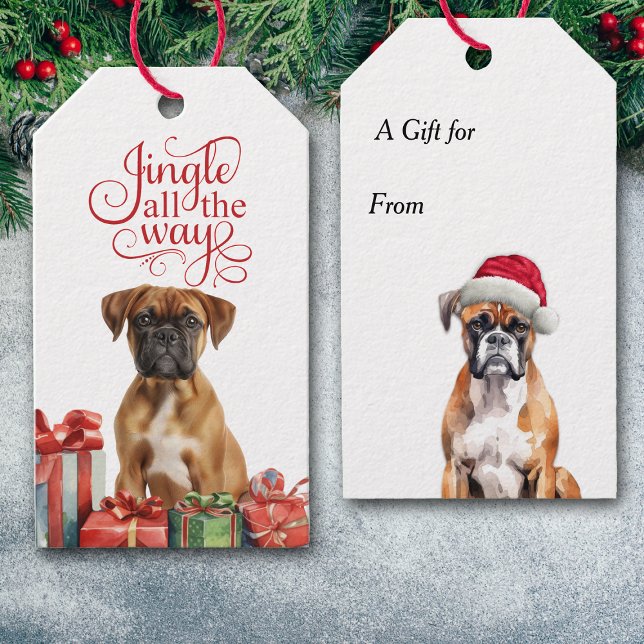 Jingle All Way Boxer Dog Christmas Geschenkanhänger (Von Creator hochgeladen)