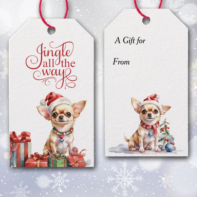 Jingle All Way Chihuahua Dog Weihnachten Geschenkanhänger (Von Creator hochgeladen)
