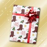Jingle All Way Cowboy Boot Christmas Geschenkpapier<br><div class="desc">Eine rote und schwarze Büffel-Cowboy-Boot-Silhouette, komplett mit Sporn, kombiniert mit einem roten Skript, das "Jingle all the way" sagt, um ein lustiges Muster auf diesem Holiday-Packpapier zu machen. Zwischen den wiederholten Bootbildern und Text sind Bilder von heiligen, Süßigkeiten und Goldschneeflocken. Alles ist auf einem weißen Hintergrund platziert. Eine lustige Art,...</div>