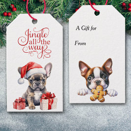 Jingle All Way French Bulldog Christmas Geschenkanhänger