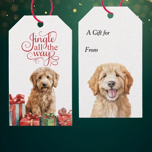 Jingle All Way Goldendoodle Dog Weihnachten Geschenkanhänger (Von Creator hochgeladen)