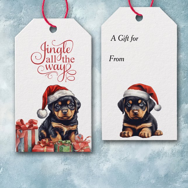 Jingle All Way Rottweiler Puppy Christmas Geschenkanhänger (Von Creator hochgeladen)