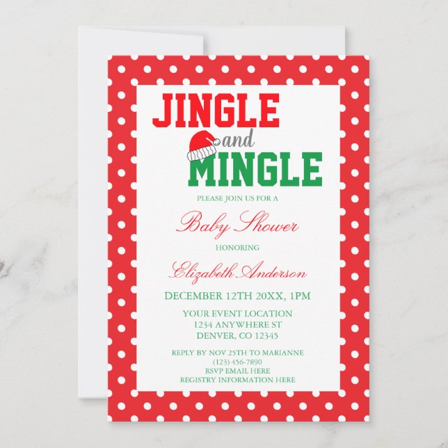 Jingle and Mingle Christmas Baby Shower Einladung (Vorderseite)