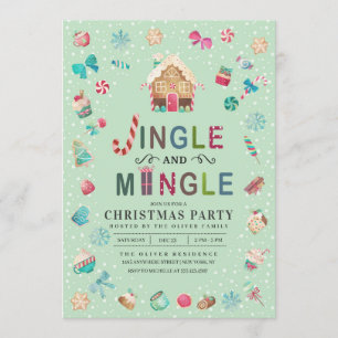 Jingle and Mingle Christmas Gingerbrot Party Einladung