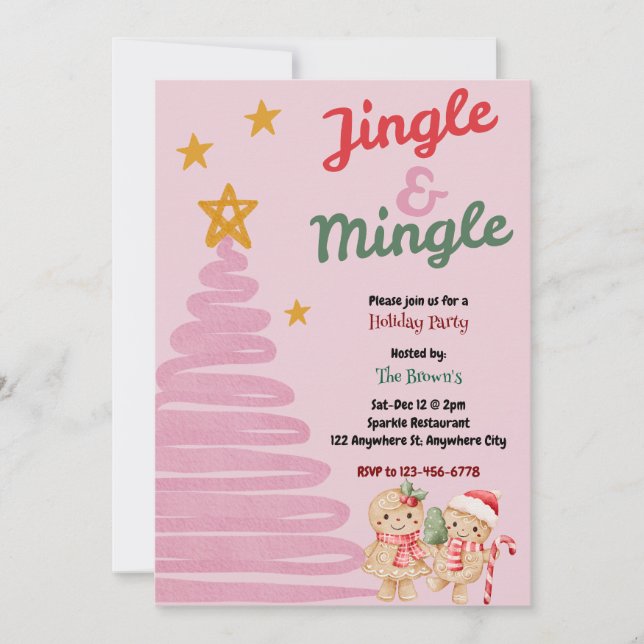 Jingle And Mingle Christmas Party Invitation Einladung (Vorderseite)