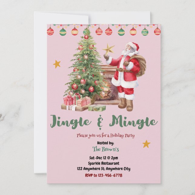 Jingle And Mingle Christmas Party Invitation Einladung (Vorderseite)