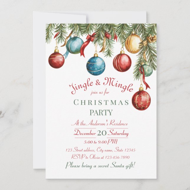 Jingle and Mingle Christmas Party Invitation Einladung (Vorderseite)