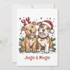 Jingle and Mingle Christmas Pit Bull Hunde Einladung