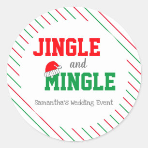 Jingle and Mingle Christmas Wedding Runder Aufkleber