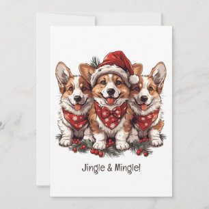 Jingle and Mingle Christmas Welsh Corgi Welppies Einladung