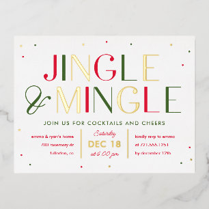 Jingle and Mingle Foil Christmas Party Postcard Folie Einladungspostkarte
