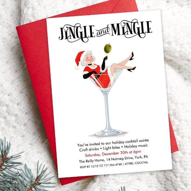 Jingle and Mingle Holiday Cocktail Martini Einladung (Von Creator hochgeladen)