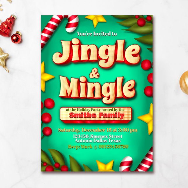Jingle and Mingle Holiday - Türkis Einladung (Von Creator hochgeladen)
