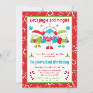 Jingle and Mingle Owls Christmas Kindergeburtstag Einladung