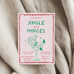 Jingle and Mingle Retro-Weihnachts-Cocktailparty Einladung
