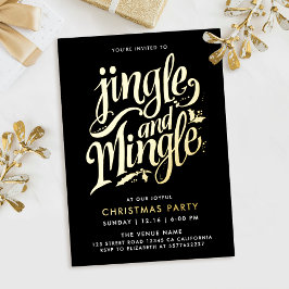 Jingle and Mingle Stilvolle Black Gold Calligraphy Folieneinladung
