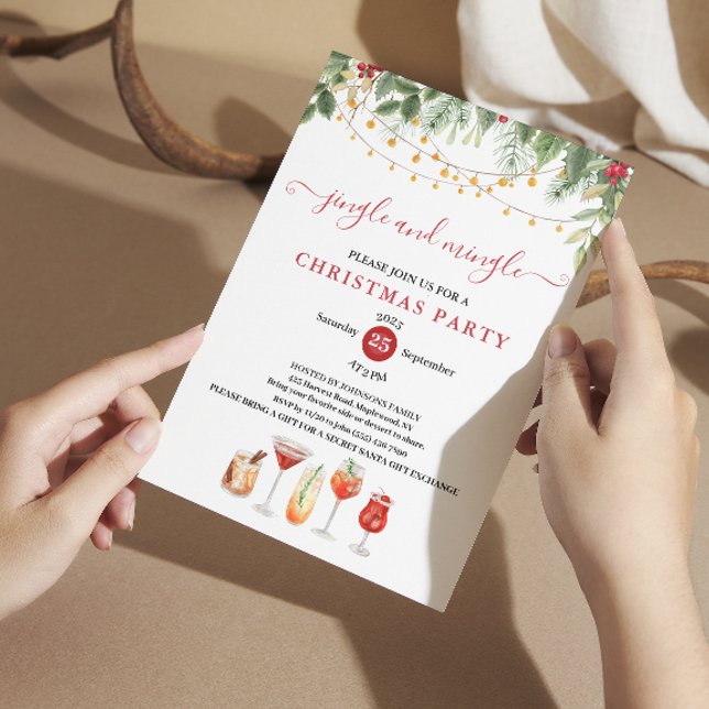  jingle and Mingle String Christmas Cocktail Party Einladung (jingle and Mingle String Christmas Cocktail Party Invitation)