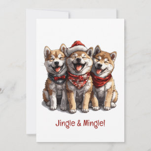 Jingle And Mingle Weihnachts-Shiba-Inu-Santa-Hunde Einladung