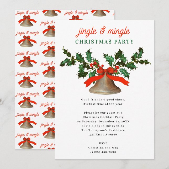 Jingle and Mingle Weihnachtsfeier Einladung (Vorne/Hinten)