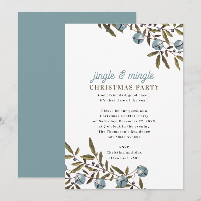 Jingle and Mingle Weihnachtsfeier Einladung (Vorne/Hinten)