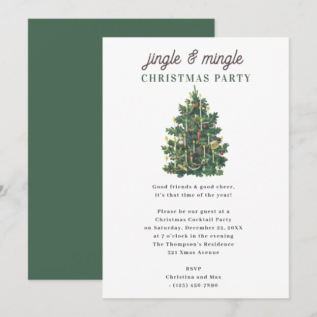 Jingle and Mingle Weihnachtsfeier Einladung (Vorne/Hinten)
