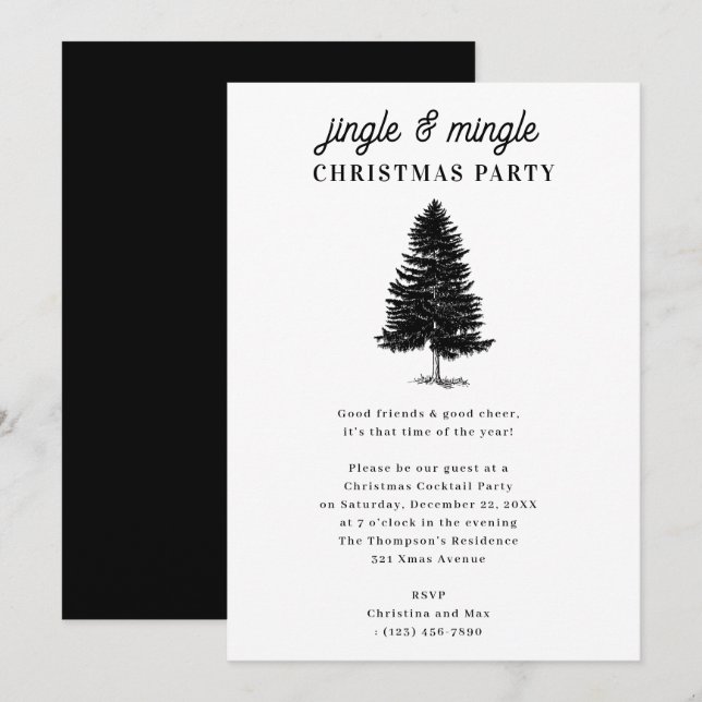 Jingle and Mingle Weihnachtsfeier Einladung (Vorne/Hinten)