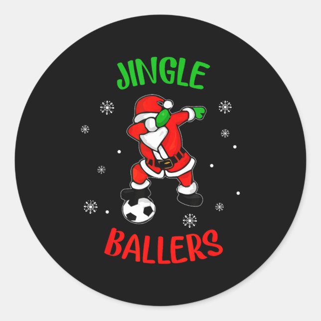 Jingle Ballers Christmas Soccer Santa Football  Runder Aufkleber (Vorderseite)