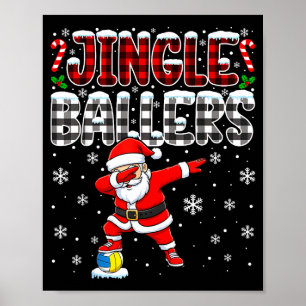 Jingle Ballers Karierter Santa Dabbing Volleyball Poster