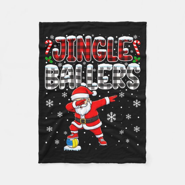 Jingle Ballers Plaid Santa Dabbing Volleyball Chri Fleecedecke (Vorderseite)