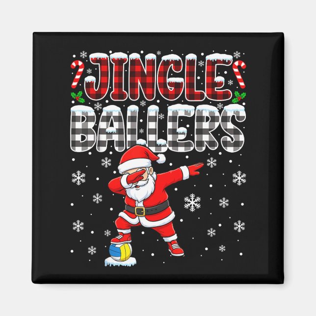 Jingle Ballers Plaid Santa Dabbing Volleyball Chri Magnet (Vorne)