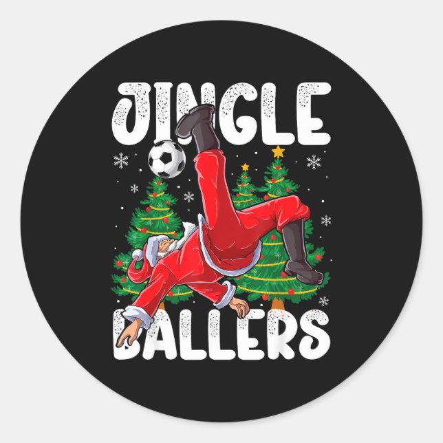 Jingle Ballers Santa Football Christmas Soccer Pla Runder Aufkleber (Vorderseite)