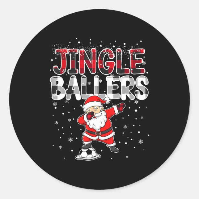 Jingle Ballers Santa Football Christmas Soccer Pla Runder Aufkleber (Vorderseite)