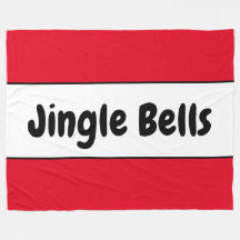 JINGLE BALLS Retro Text Bright Red White Strips