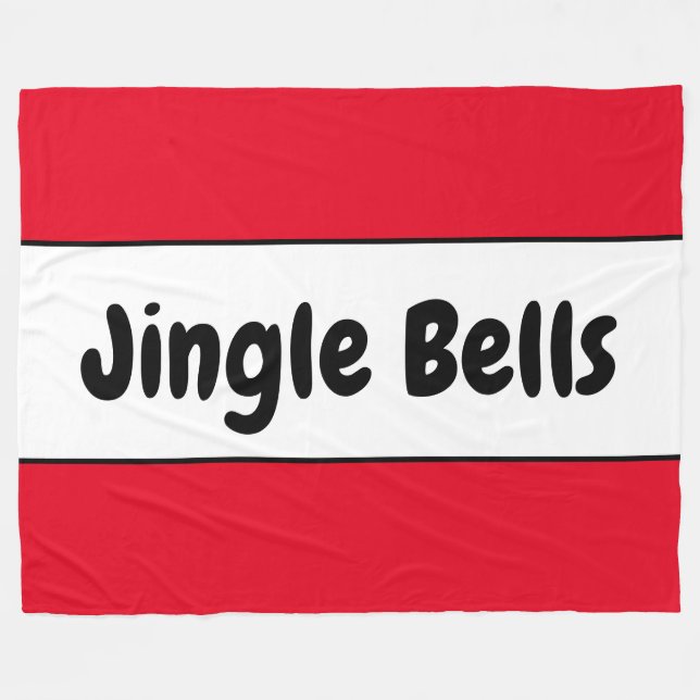 JINGLE BALLS Retro Text Bright Red White Strips Fleecedecke (Vorderseite (Horizontal))