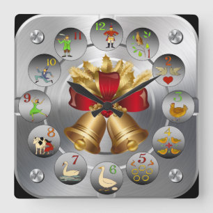 Jingle Balls ~ The 12 Days of Christmas ~ Quadratische Wanduhr