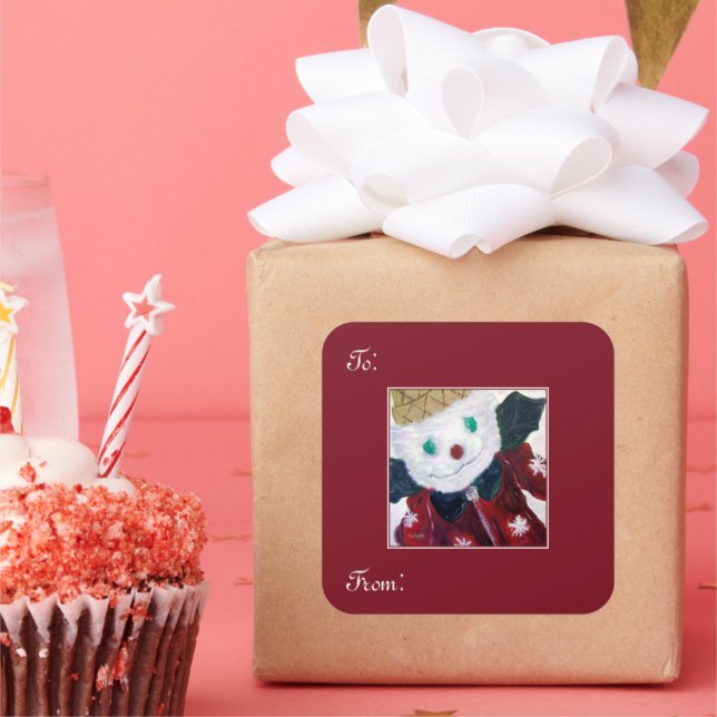 Jingle Bear Quadratischer Aufkleber (Party)