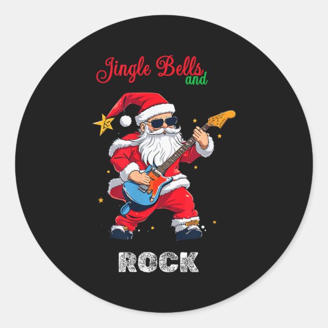 Jingle Bell And Rock Christmas Santa Rolling Playi Runder Aufkleber (Vorderseite)