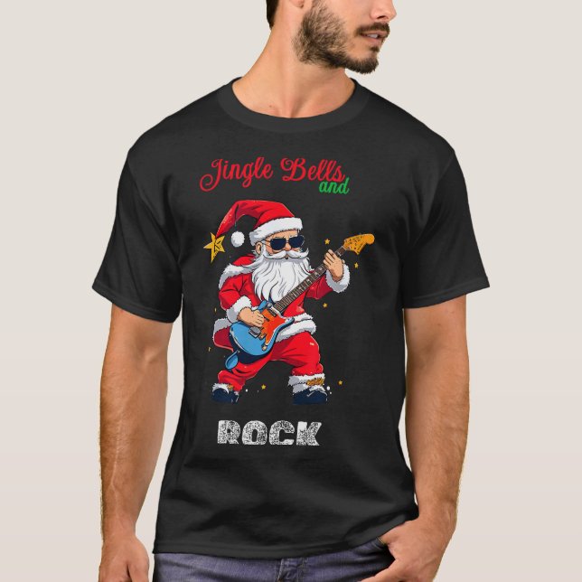 Jingle Bell And Rock Christmas Santa Rolling Playi T-Shirt (Vorderseite)